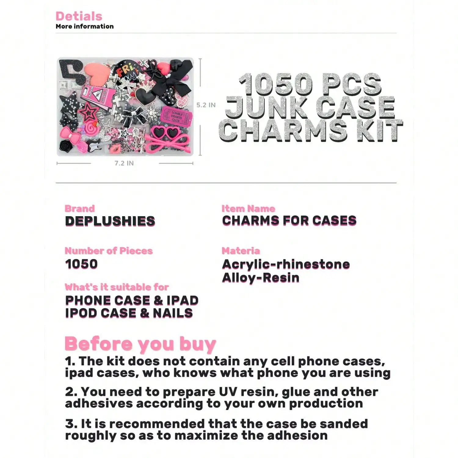 Kit de 1050 piezas de dijes pa - Phone Accessories Kit reseña y precio